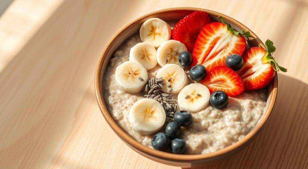 7 idées de petits-déjeuners équilibrés pour bien débuter 2 Porridge aux flocons d'avoine garni de fruits frais