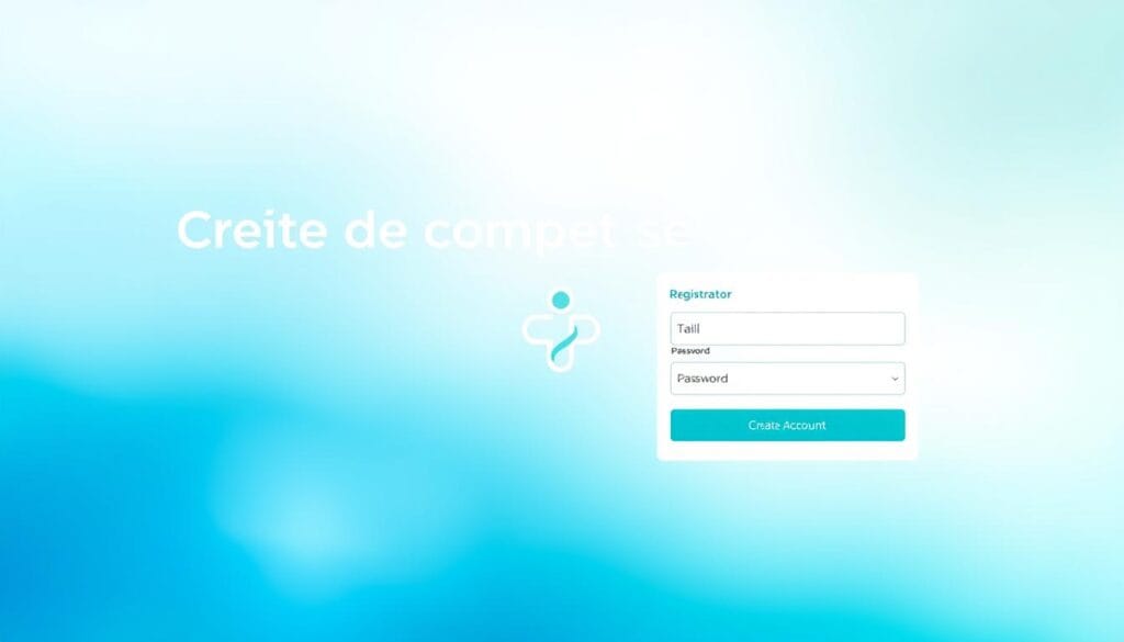 iSanté TP : accès plateforme santé étudiants 2 A modern and minimalist medical portal website interface, displaying the "Création de compte santé" section. The foreground features a clean, user-friendly registration form with input fields for personal details, secure password creation, and a "Create Account" button. The middle ground showcases a stylized medical icon or logo, conveying the healthcare theme. The background depicts a soft, blurred gradient in soothing, calming shades of blue and green, creating a professional, trustworthy atmosphere. The lighting is soft and diffused, with a subtle sense of depth and perspective. The overall composition is balanced and visually appealing, reflecting the simplicity and accessibility of the healthcare platform.