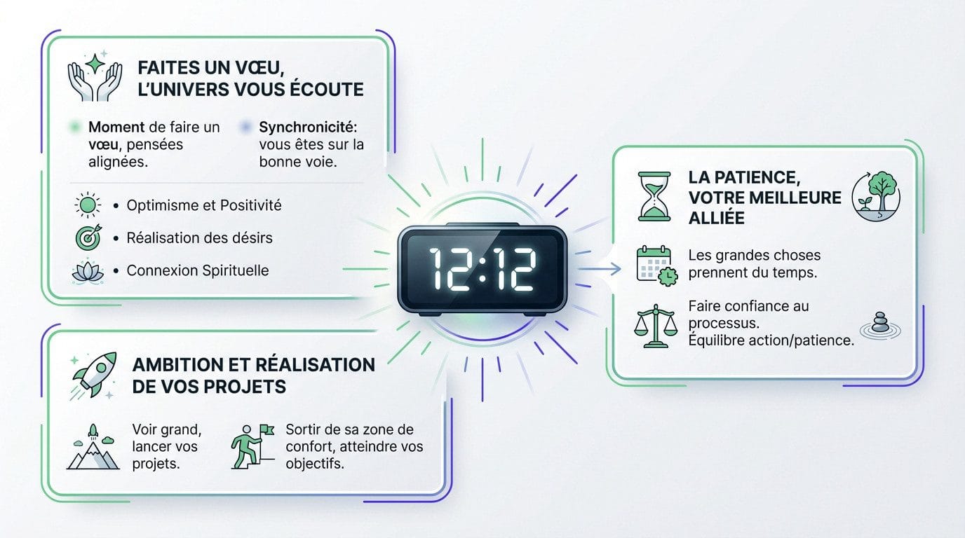 Heure miroir 12h12 signification : symbole de patience et d'ambition