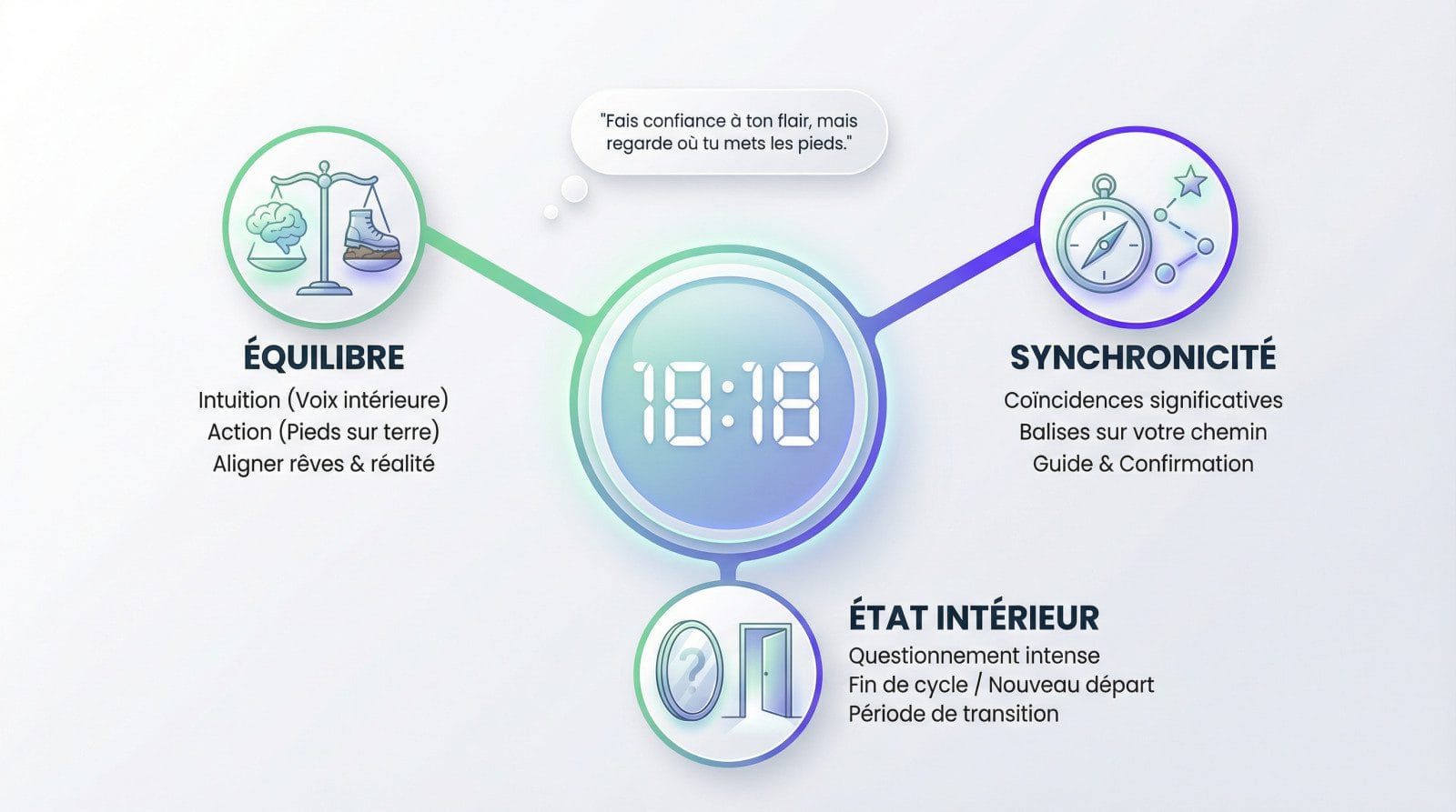 Heure miroir 18h18 : équilibre entre intuition et réalité