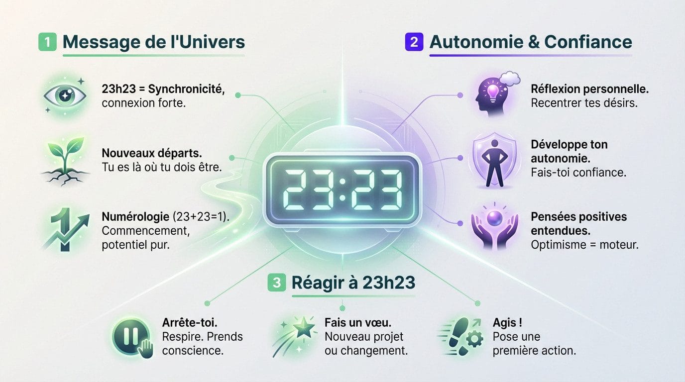 Heure miroir 23h23 signification : ton nouveau départ 1 Heure miroir 23h23 signification nouveau départ et autonomie