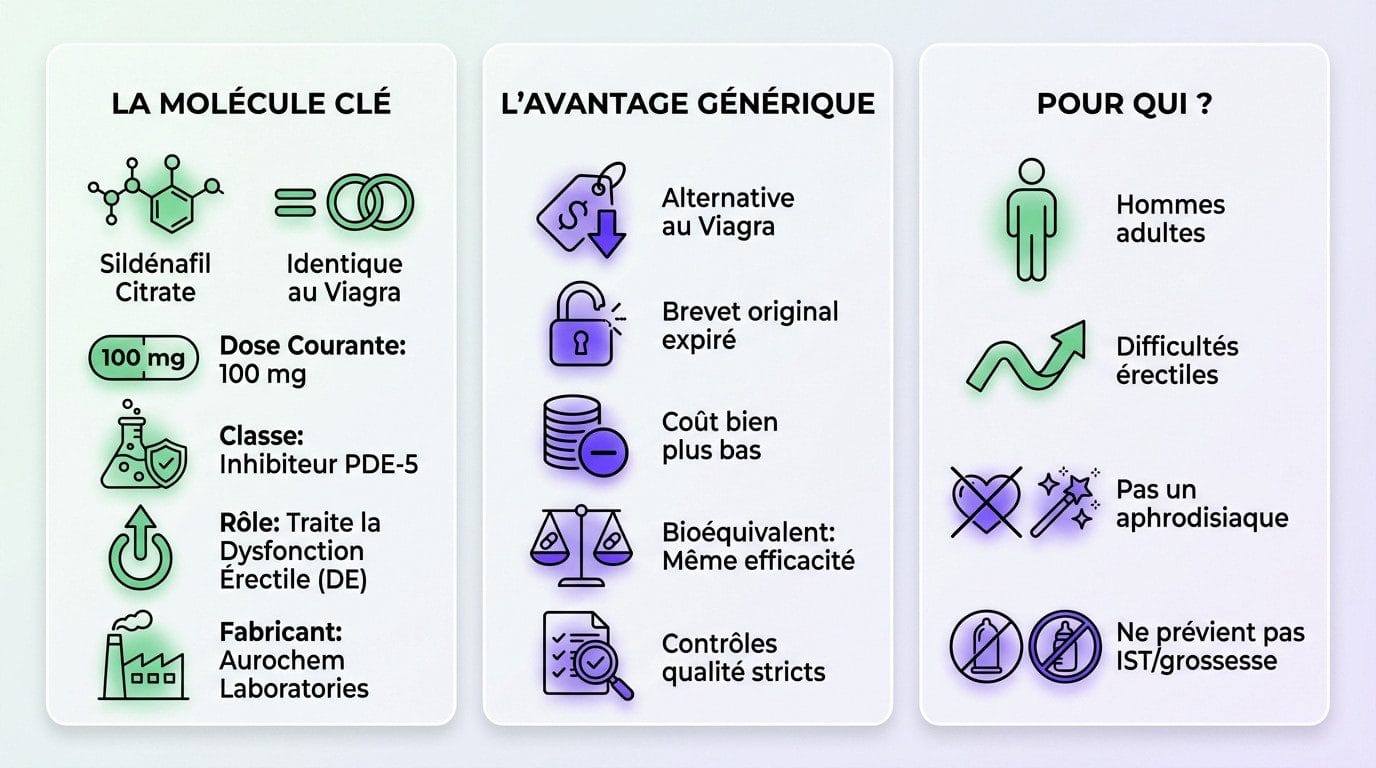 Aurogra 100mg générique sildénafil avantages et fonctionnement