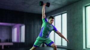 explosive dumbbell snatch green and purple aesthetic 6