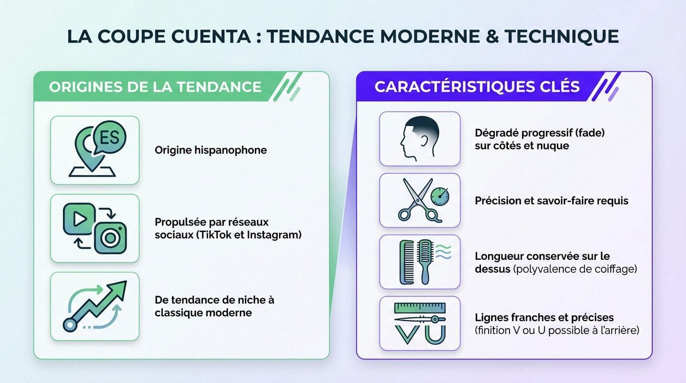 Homme portant une cuenta coupe avec un dégradé progressif soigné et du volume sur le dessus