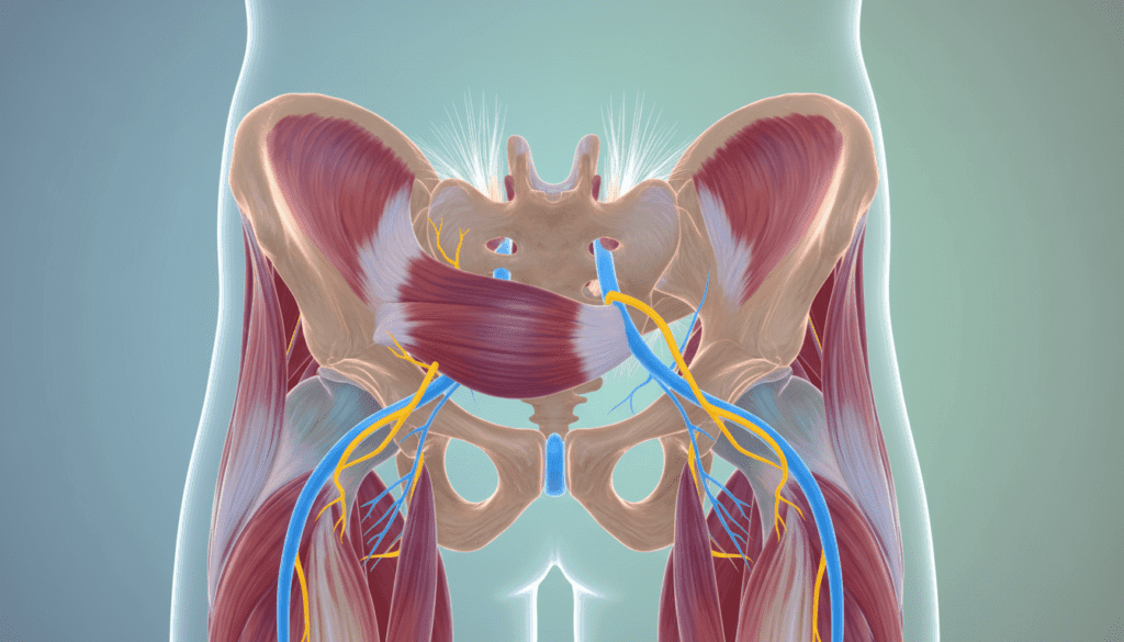 Syndrome du piriforme : quelle est sa durée moyenne de guérison? 1 anatomie muscle piriforme et nerf sciatique