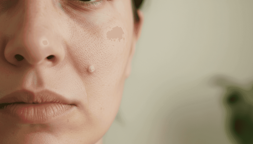 bouton blanc visage