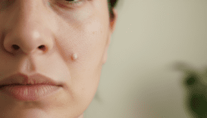 bouton blanc visage